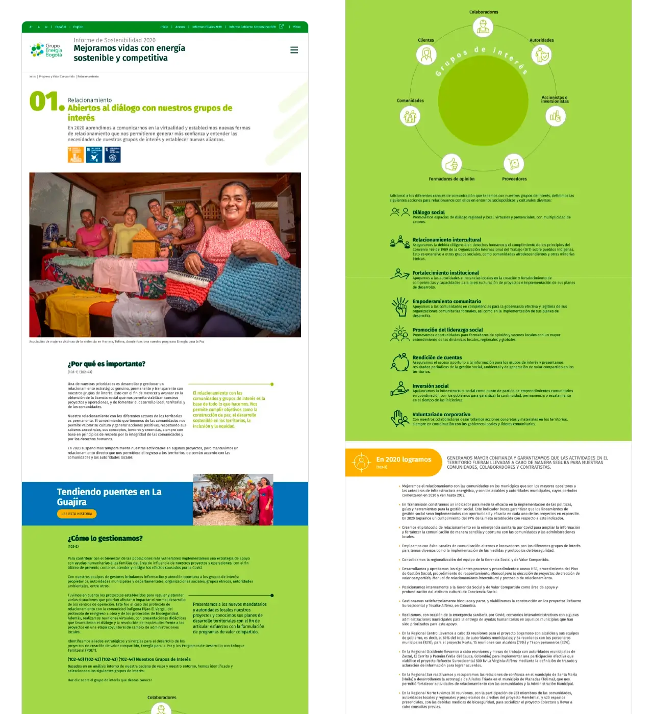 GEB 2020: capítulo de Relacionamiento (Grupos de Interés, ODS y crónica de progreso).