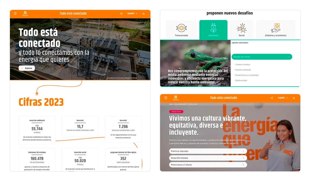 Reporte Integrado Celsia 2023: cifras destacadas y acceso a contenido (Ambiental, Social, Gobierno).