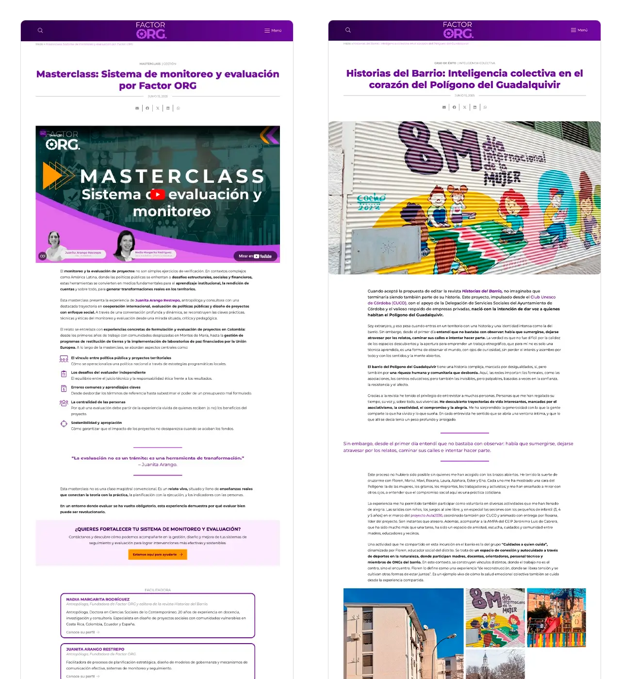 Blog Factor ORG: dos formatos de contenido: Masterclass y Artículo